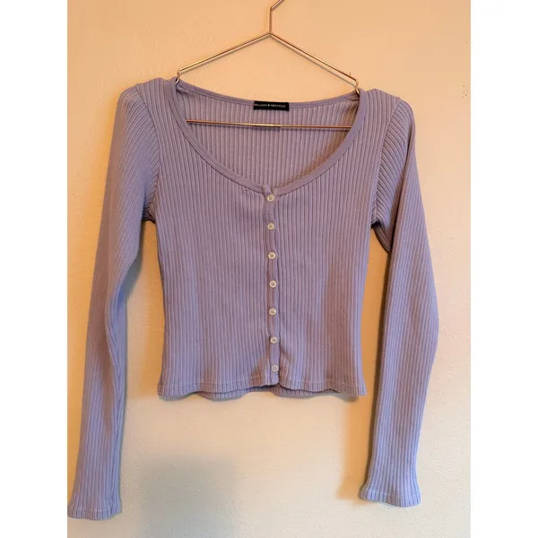 Brandy Melville Cardigan Womens One Size‎ Lavender Zelly Ribbed Knit Button Top - Image 2
