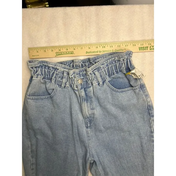 PacSun Womens Mom Jeans Light Wash High‎ Rise Elastic Waist Denim Size L - Image 6