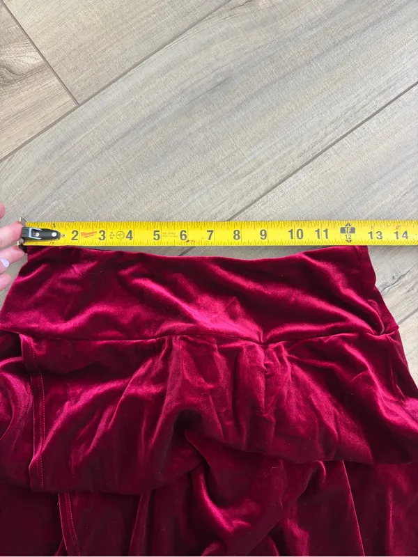 Halara High Waisted High Low Crossover Velvet Maxi Skirt Sangria NWT Small - Image 6