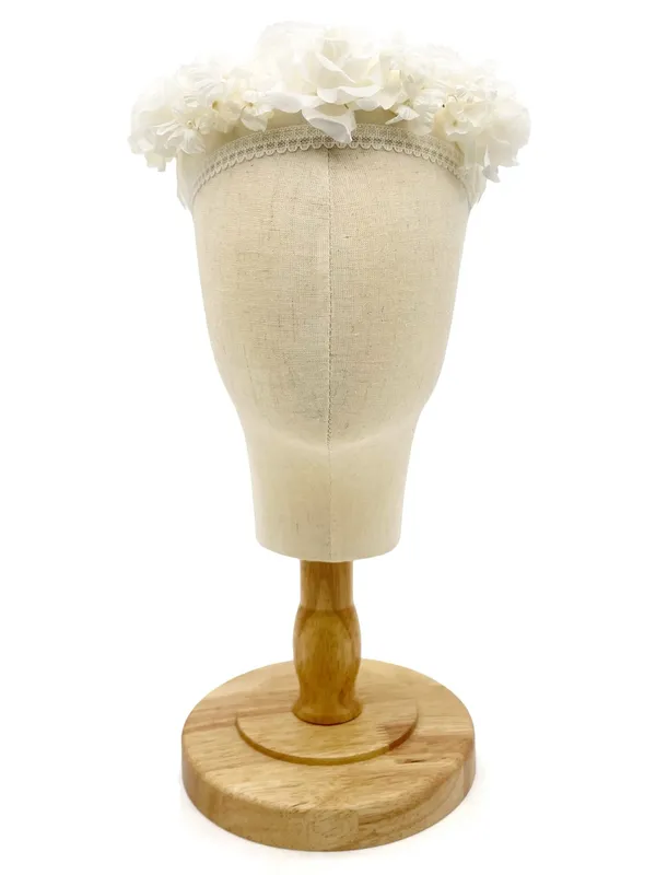 Vintage 1950s 1960s Auerbach’s Floral Headband Hat Ivory White Flowers - Image 2