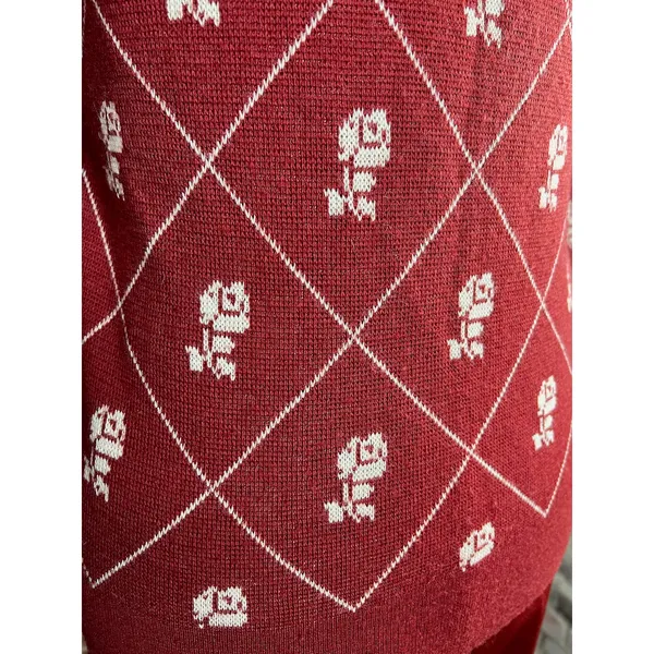 cardigan sweater pant set 1950s floral rust cream - Image 10