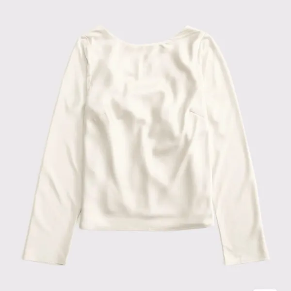 Abercrombie & Fitch Women's long sleeve satin Cowl-back top M - Image 4