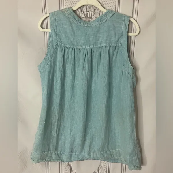 Artisan NY 100% Linen Sleeveless Blouse | Size Small | Light Blue - Image 2