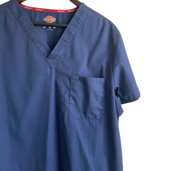 Dickies Mens Scrub Top L‎ Blue Casual Standard Medical Uniform Nurse Workwear - Image 4