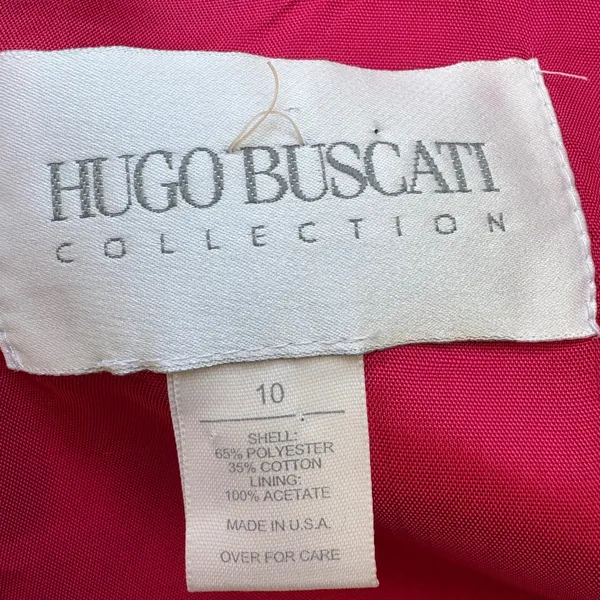 Hugo Buscati Sheath Dress 10 Red Floral Damask Satin 90s Party Glam Cocktail Y2K - Image 7