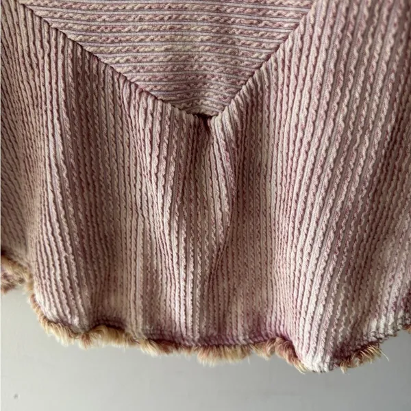 Altar’d State Dusty‎ Pink Asymmetrical Boho Fringe Long Sleeve Top - Image 4