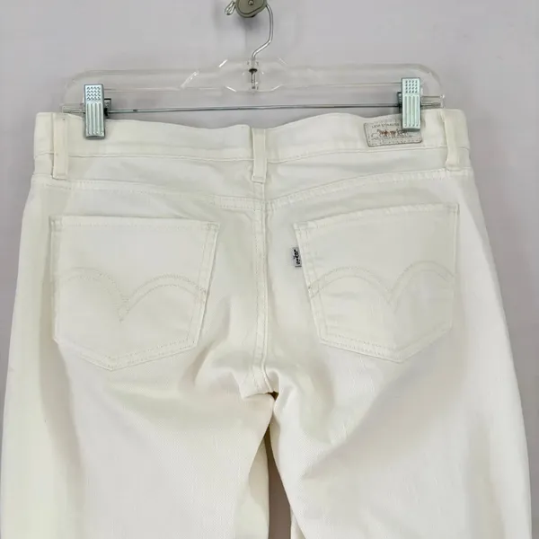 Levis 524 Too Superlow Skinny Jeans White‎ Denim Low Rise Womens 16x31 - Image 5