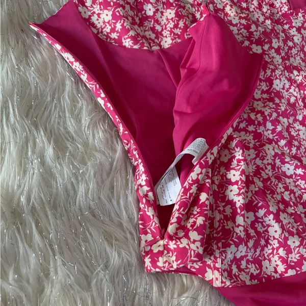 Zara Pink Floral Corset Bodysuit Side Zipper Closure Size M - Image 10