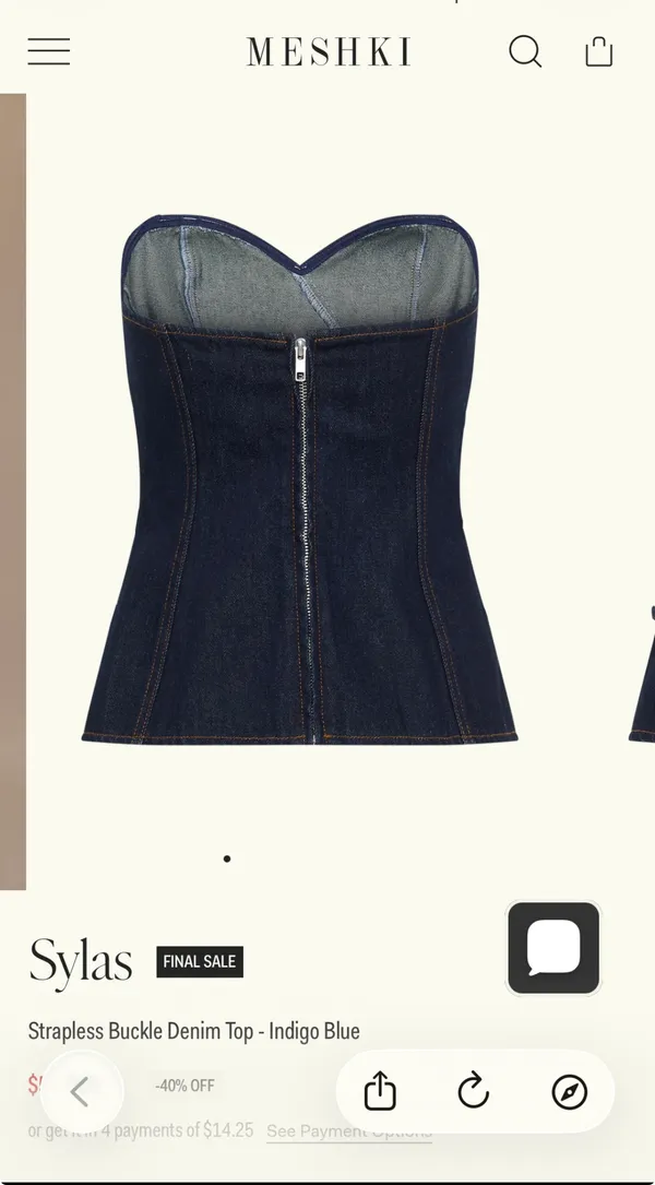 Meshki NWT  DENIM STRAPLESS TOP - Image 5