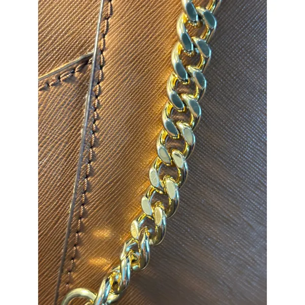 Michael Kors Jet Set Large EW Chain Tote Luggage Brown Saffiano Leather Handbag - Image 11