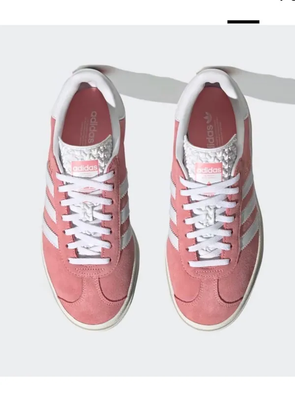 Adidas Gazelle Bold ‘Super Pop” Pink Suede Women's Sneakers with White Stripes - Image 2