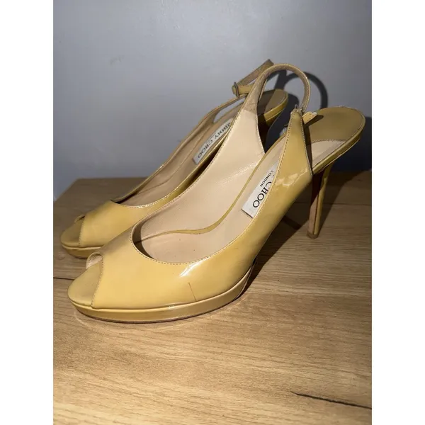 Jimmy Choo Peeptoe Slingback Nude Heels Size 40‎ SEE PHOTOS J - Image 3