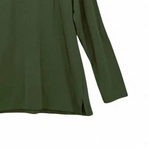 Belle by Kim Gravel Mock Neck‎ Tunic Large Olive Green Soft Flowy Layering Basic - Image 4