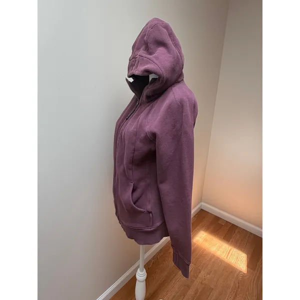 Lululemon Scuba Full Zip Hoodie Plum Purple Thumbhole Women Size 8 Medium - Image 7