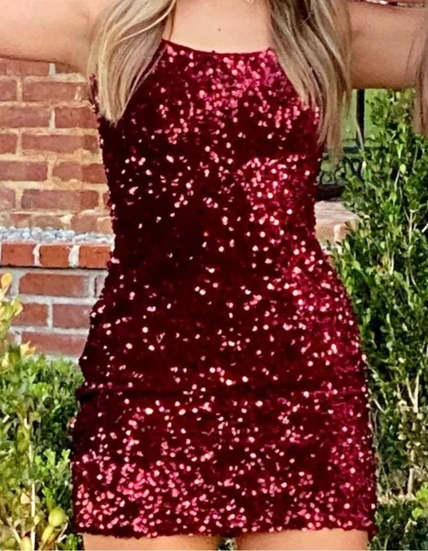 Red Sequins Dress Size XS - Image 2