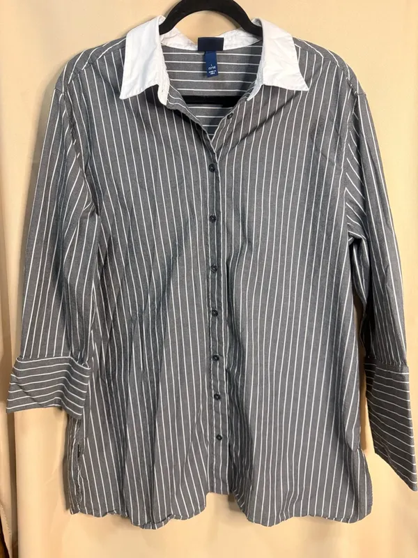 Scoop Oversized Cotton poplin blouse Gray Size L - Image 2