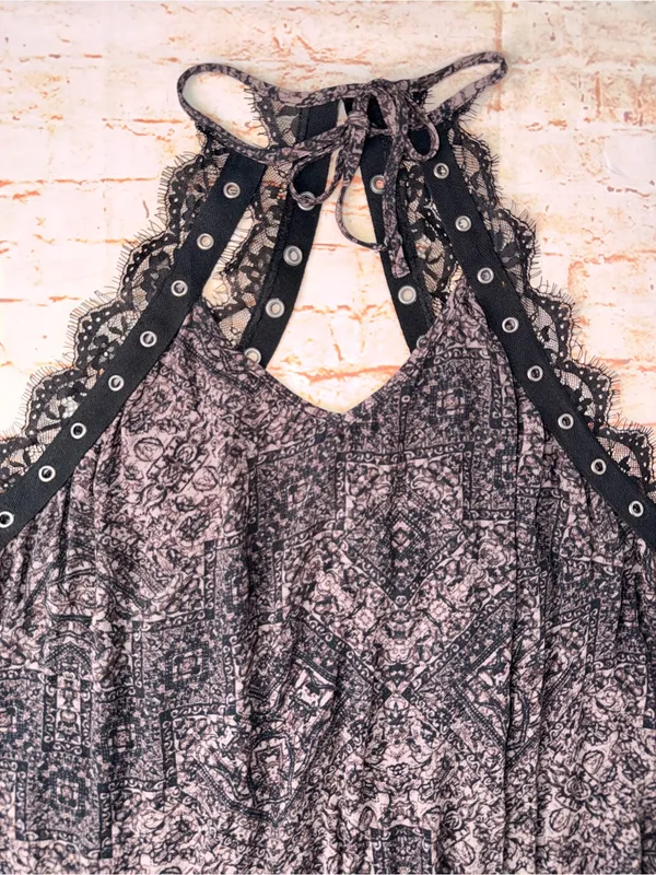 Rock & Republic Halter Lace-Trim Printed Tank Top - Image 2