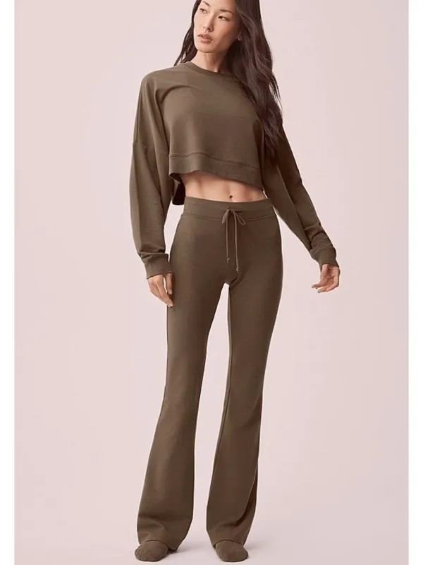 Alo Sway Bootcut Sweatpants Olive Tree High-Rise Waist Army Brown Flare Sweats M - Image 7