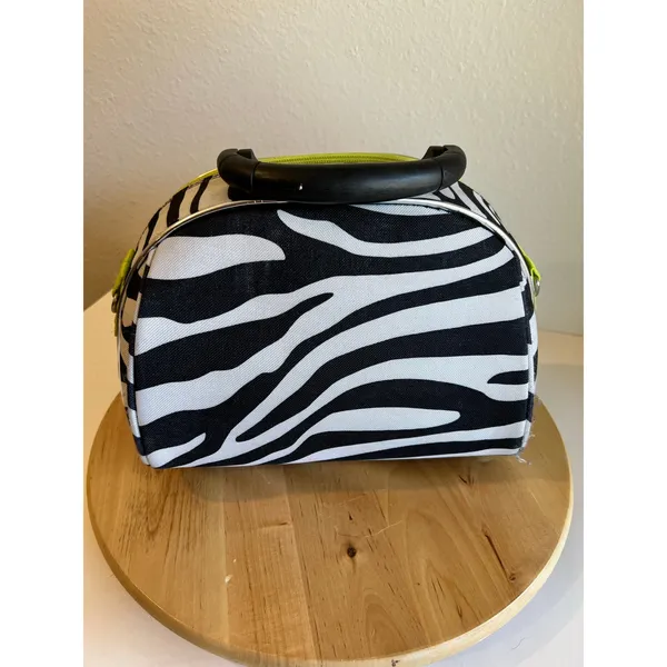 Luca Vergani Zebra Animal Print Top Handle Make up Case Medium Tote Bag - Image 7