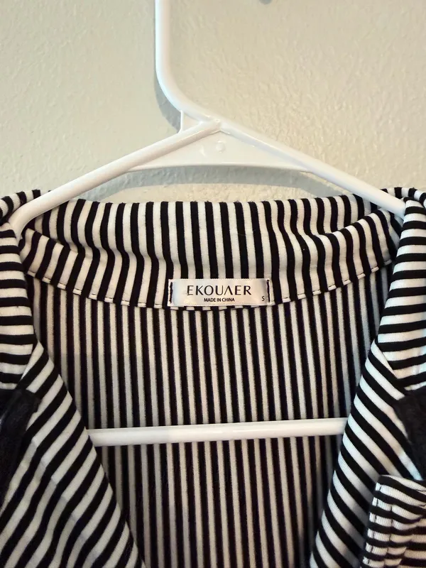 Ekouaer Pajama Set Black and White Stripe - Image 5