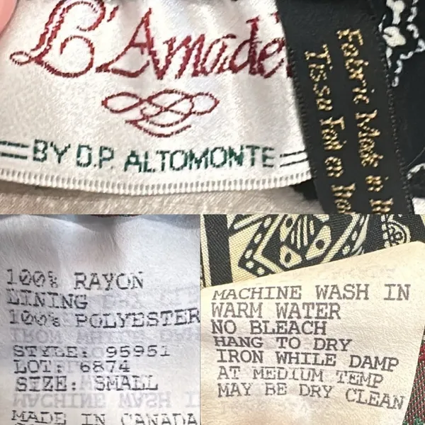 VTG Y2K L'Amadei D.P. Altomonte Black Cream Bandana‎ Print Slip Skirt Boho Small - Image 7