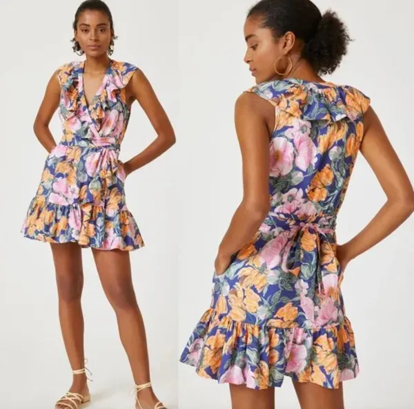 NEW Anthropologie Floral Wrap Mini Dress - Image 2