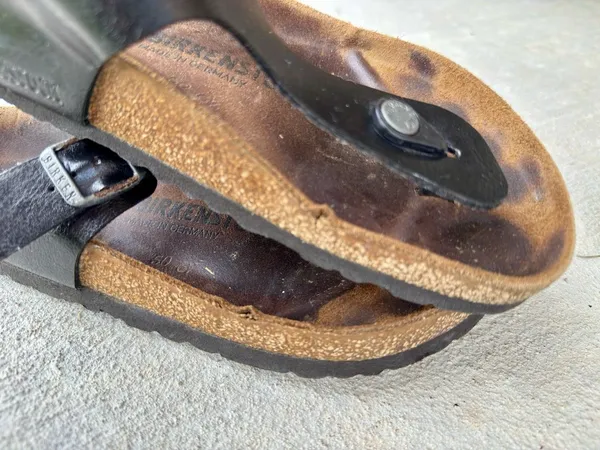 Birkenstock Ramses Black Leather Thong Sandals Sz 38 Flip Flop Gizeh Style - Image 13