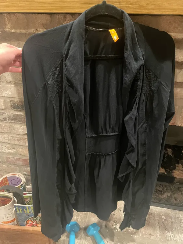 Women’s Black Ruffled Open Front Cardigan Size XL - Image 2