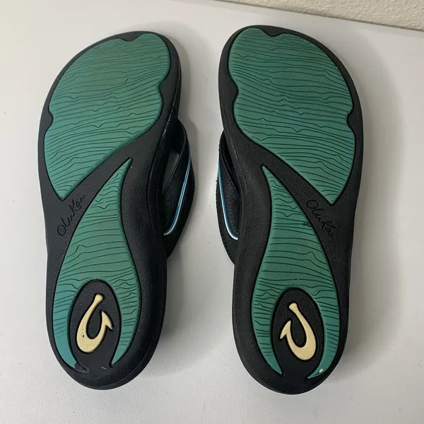 Olukai Bright Blue Black Sandals Flip Flops Women’s Sz 8 *See Note - Image 6