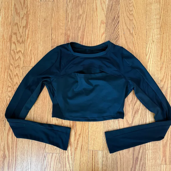 Gym Top T-shirt Crop Top Blouse Cover Up Tee Long Sleeve Sport Tee Slim Fit Top - Image 6