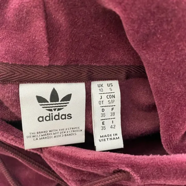 Adidas Originals Hoodie Sweatshirt Cropped Velour Purple Red Size US‎ Small - Image 10