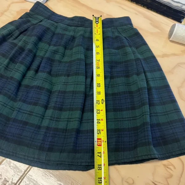 Hysteric Glamour Dark Academia Plaid Circle Pleated Mini Skirt Teal Navy‎ Medium - Image 10