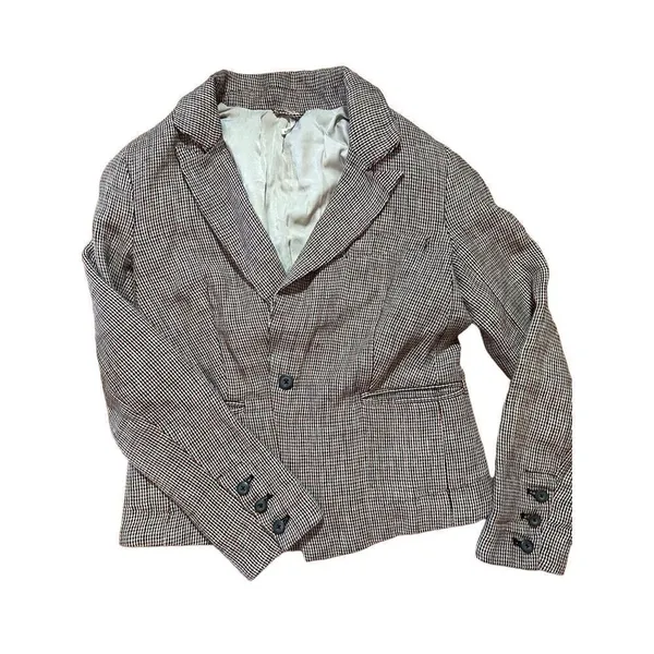 Free People Chess Blazer Garnet Linen‎ Long Sleeve Single Button Closure Small - Image 7