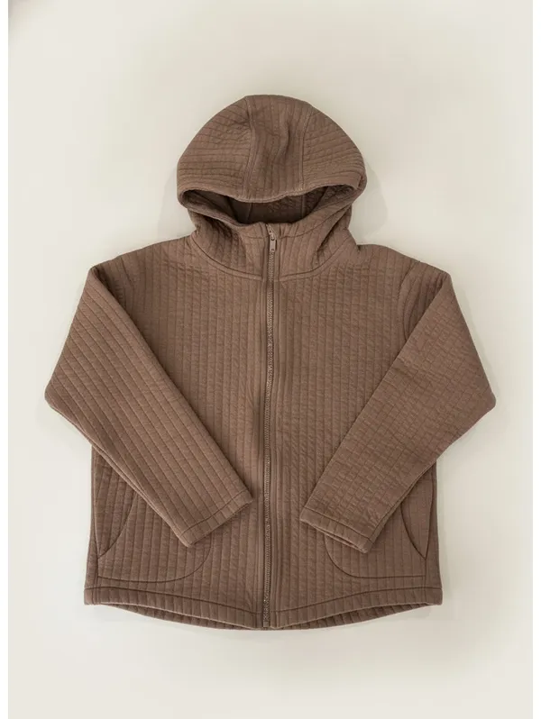 Gap GapFit Quilted Zip Front Hoodie Jacket Brown S Hippie Fisherman Cottage Boho - Image 2