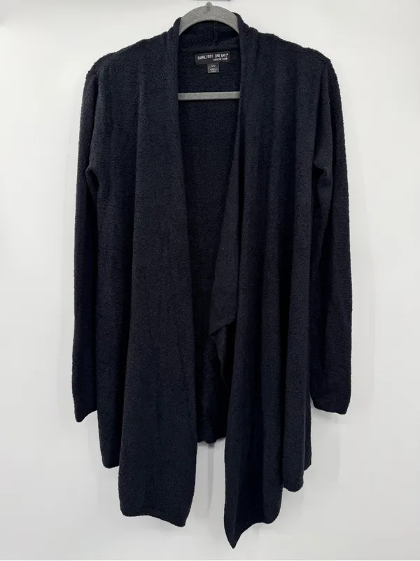 Barefoot Dreams CozyChic Lite Long Cardigan S/M Black Open Front Style 436 - Image 3
