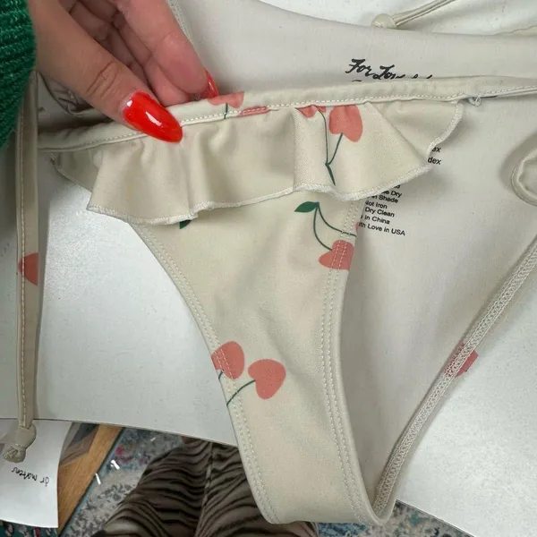 For love and lemons cherry print ruffle bikini set - Image 5