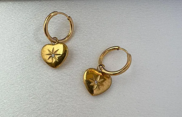 Love Heart Dangle Drop Earrings for Women Gold - Image 2