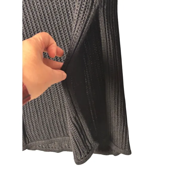 A New Day Skirt XS Black Crochet Open Knit Side Slit Tie Boho Beach Vacation - Image 4