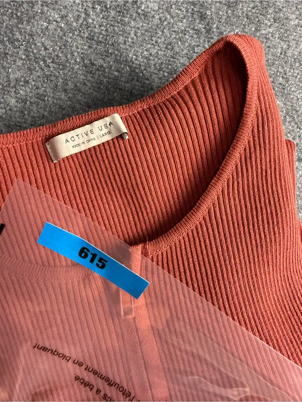 Active USA Woman’s Large stretchy Brick Red Zip-Up Sweater and under shirt - Image 9