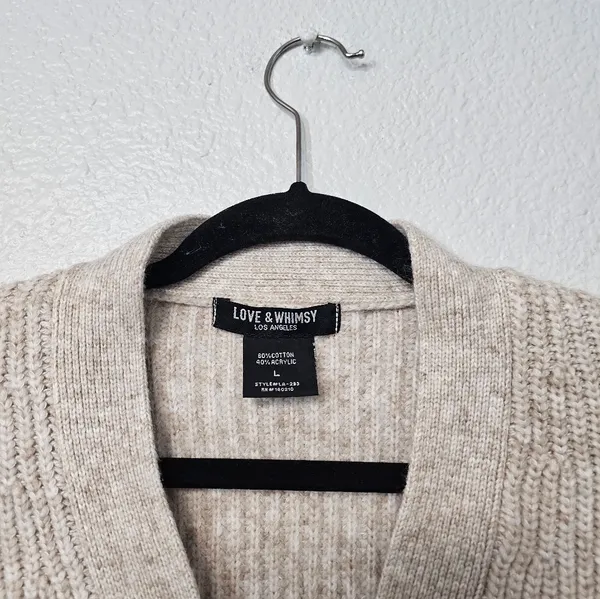 Cozy Thick Cream Ribbed Button - Image 2