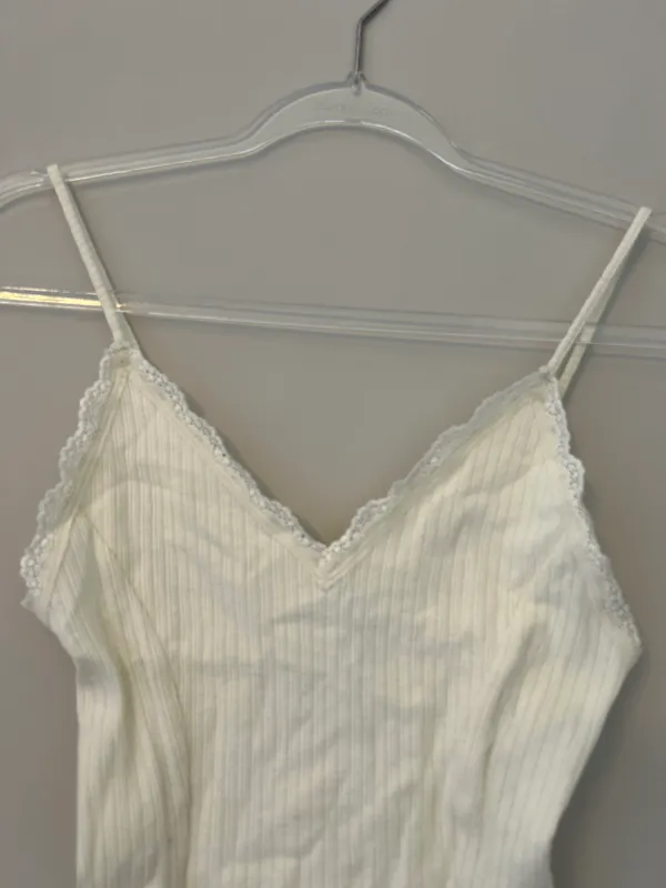 Forever 21 White Lace-Trimmed Bodysuit (Double-Lined Chest, Not See-Through) - Image 2