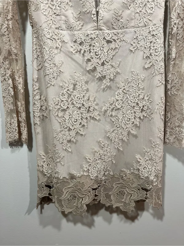 SAYLOR Leondra Nude Lace Long-Sleeve Mini Dress Size XS - Image 4