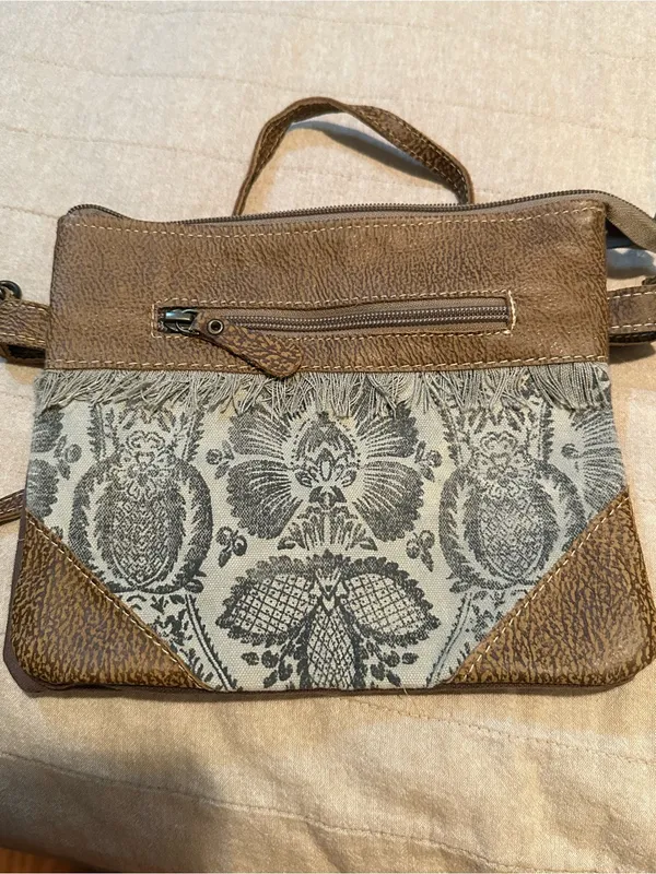 Myra Bag Brown Canvas Patterned Crossbody - Image 7