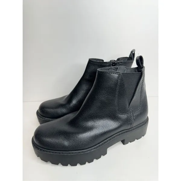Zodiac‎ Ankle Booties Size 5 Black Chunky Sole Block Heel Faux Leather Boots - Image 3