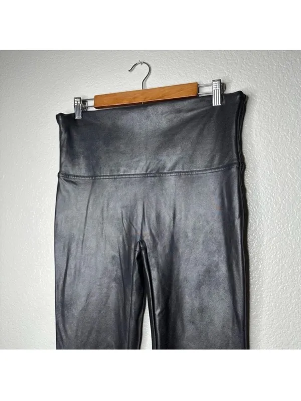 Spanx Women's Faux Leather Leggings 2X Black Ankle Full Length Edgy High Waist - Image 7