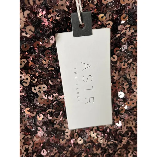 ASTR The Label Rose Gold Sequin Cutout Asymmetrical Mini Party Dress Size XS New - Image 9