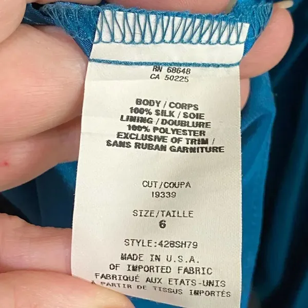 A.B.S. Allen Schwartz Collection Blue Silk Black Sequins Mini Dress Size 6 - Image 3