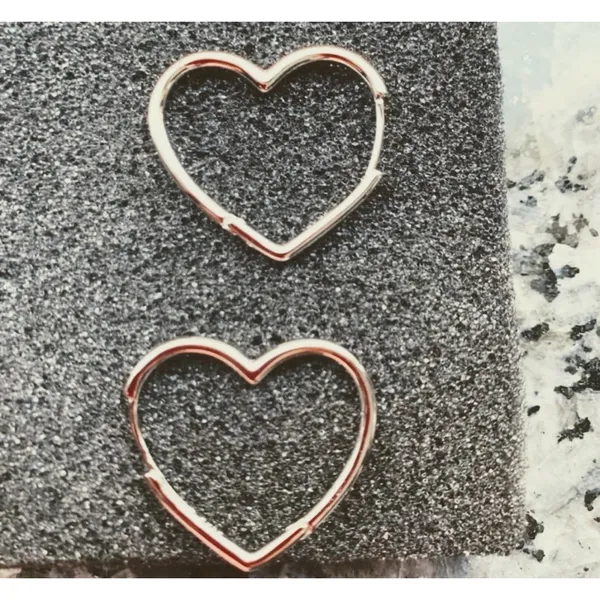NEW Heart‎ Hoop Earrings, Rhodium Plated 925 Silver - Image 13