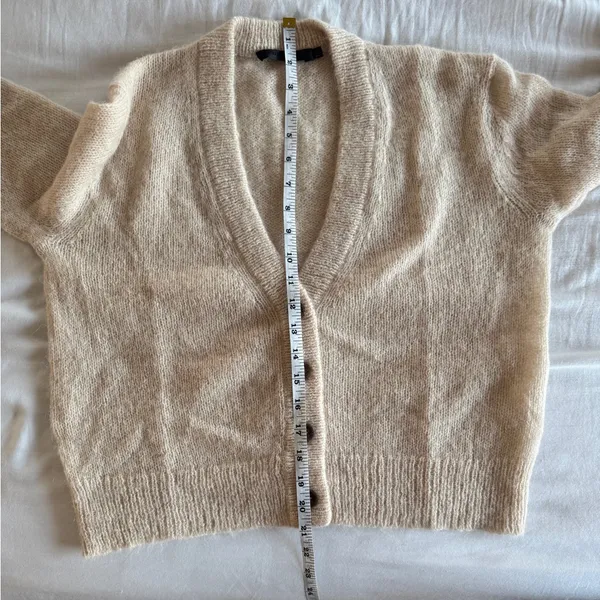 Jenni Kayne Boyfriend Alpaca Wool Knit Cardigan Sand Cream Off White Small - Image 6
