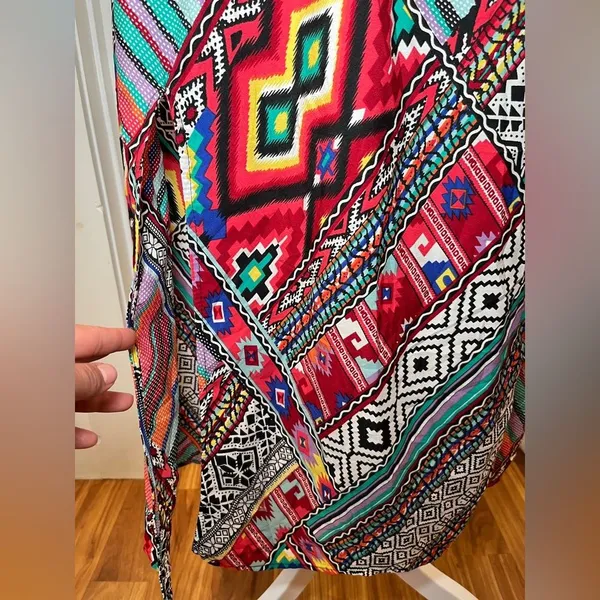 Speed Control New York Aztec Multicolor Print Long Dress Maxi Size Small - Image 6